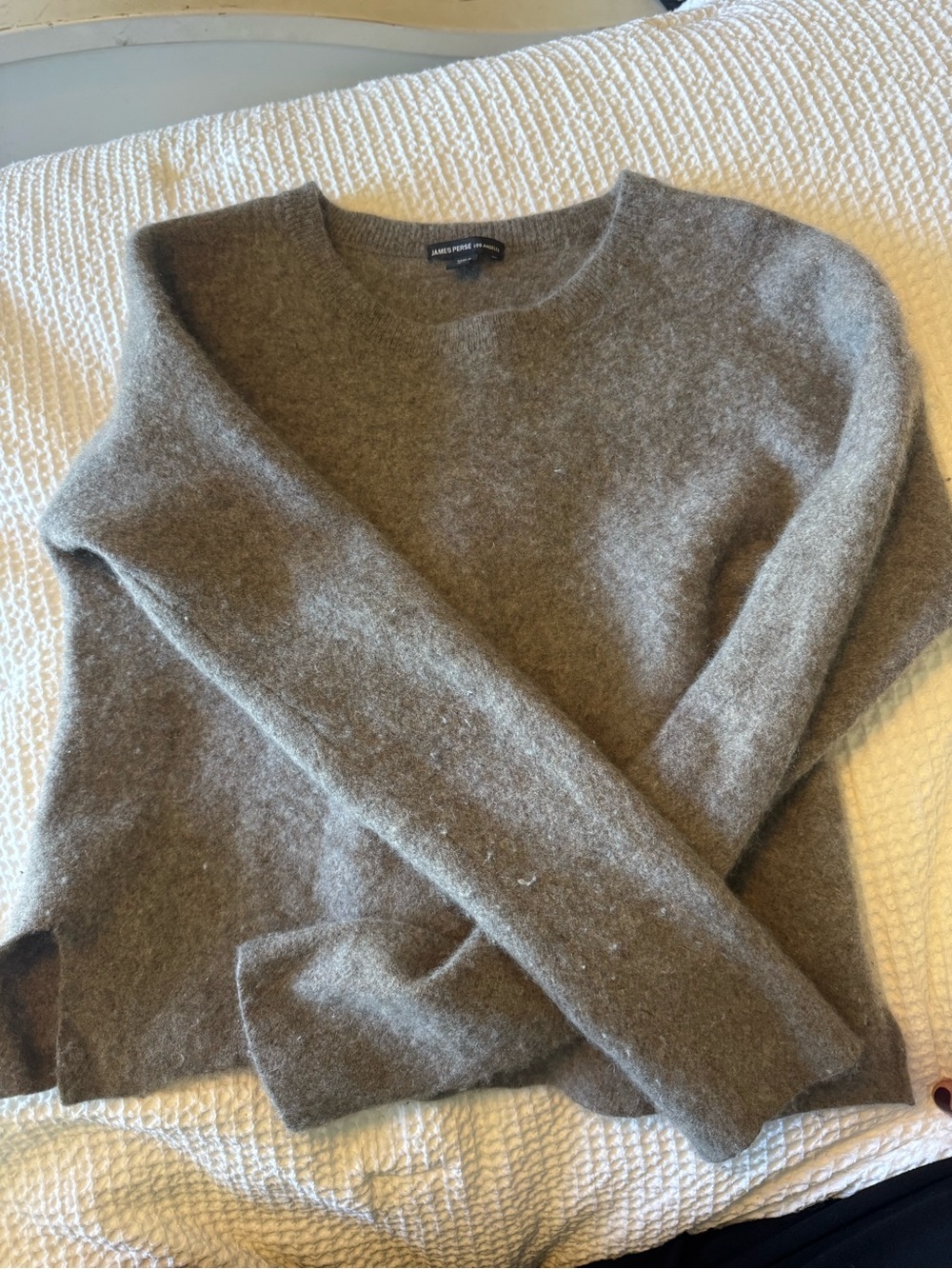 James Perse Soft Taupe 100% Cashmere Crewneck Sweater